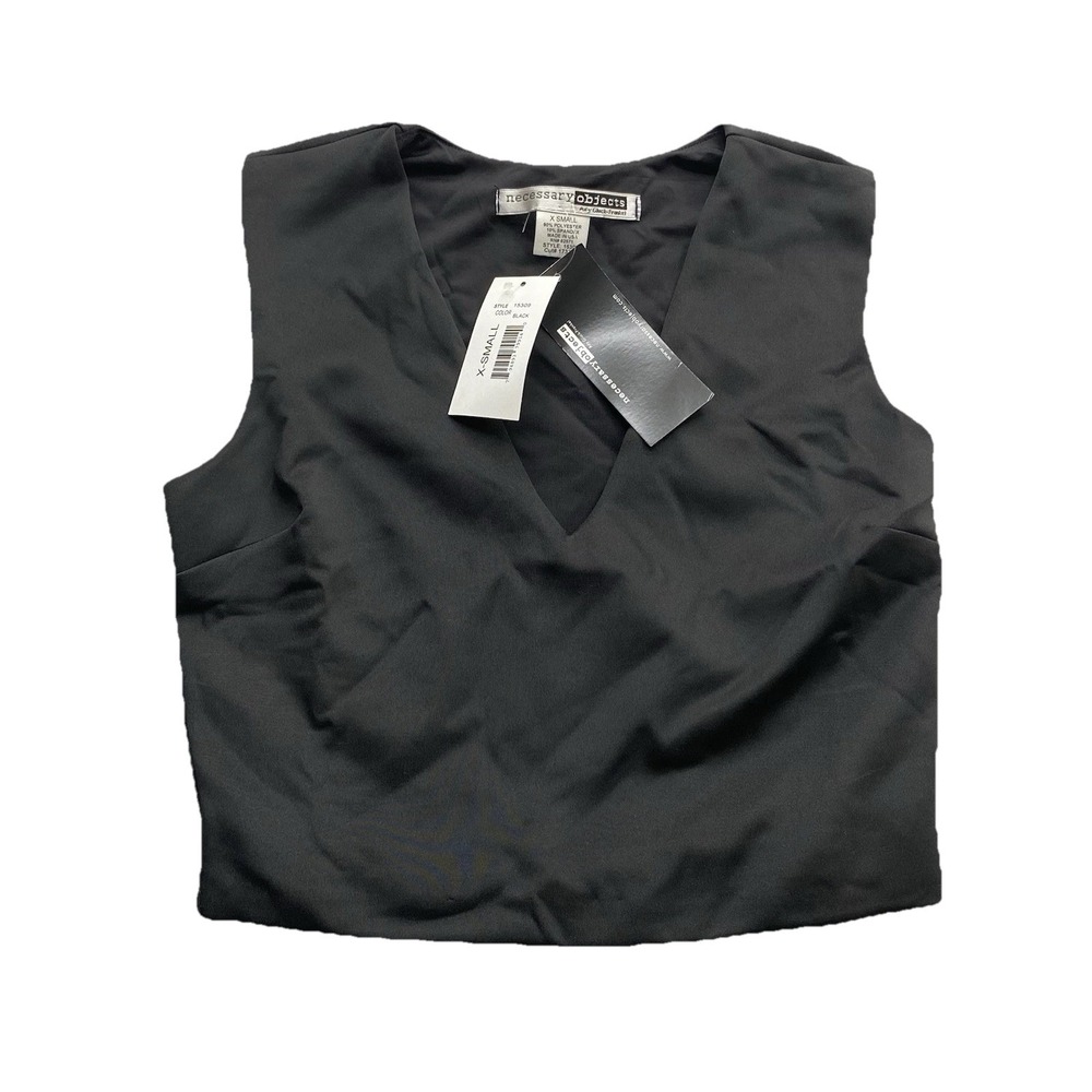 NEW Necessary Objects ady gluck frankel V Neck Crop Top Size XS Black Tank